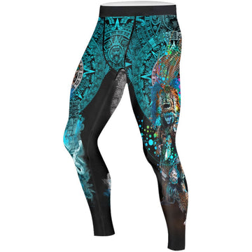 Aztec Jaguar Warrior Men's Compression Leggings - BattleFitGear