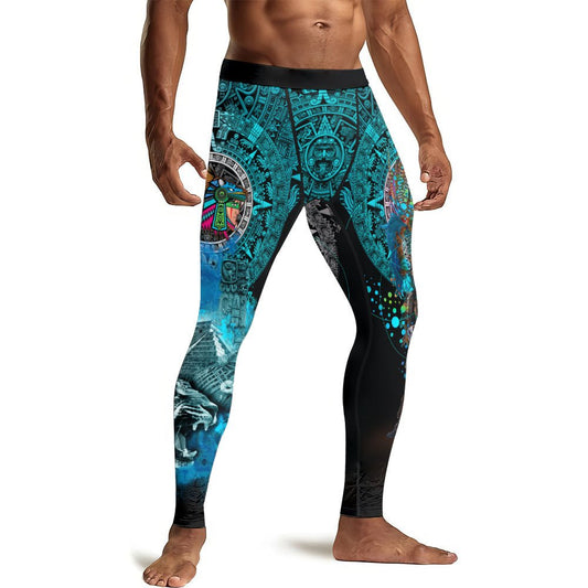 Aztec Jaguar Warrior Men's Compression Leggings - BattleFitGear