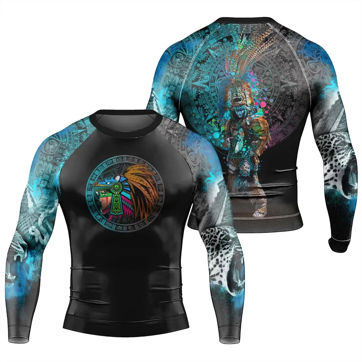 Aztec Jaguar Warrior Men's Long Sleeve Rash Guard | Aztec Fightwear