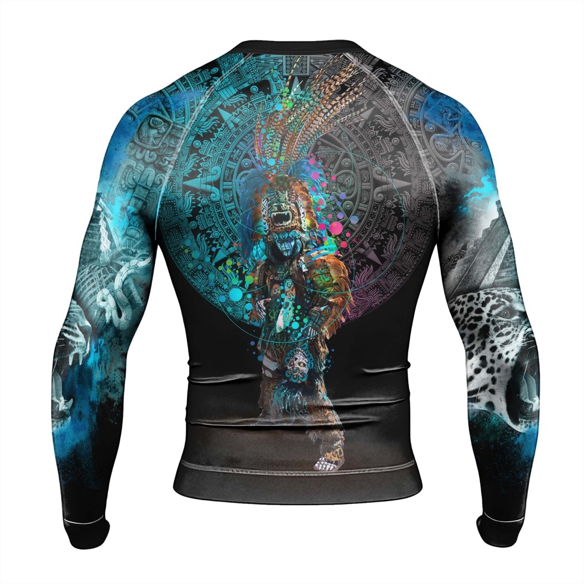 Aztec Jaguar Warrior Men's Long Sleeve Rash Guard - BattleFitGear