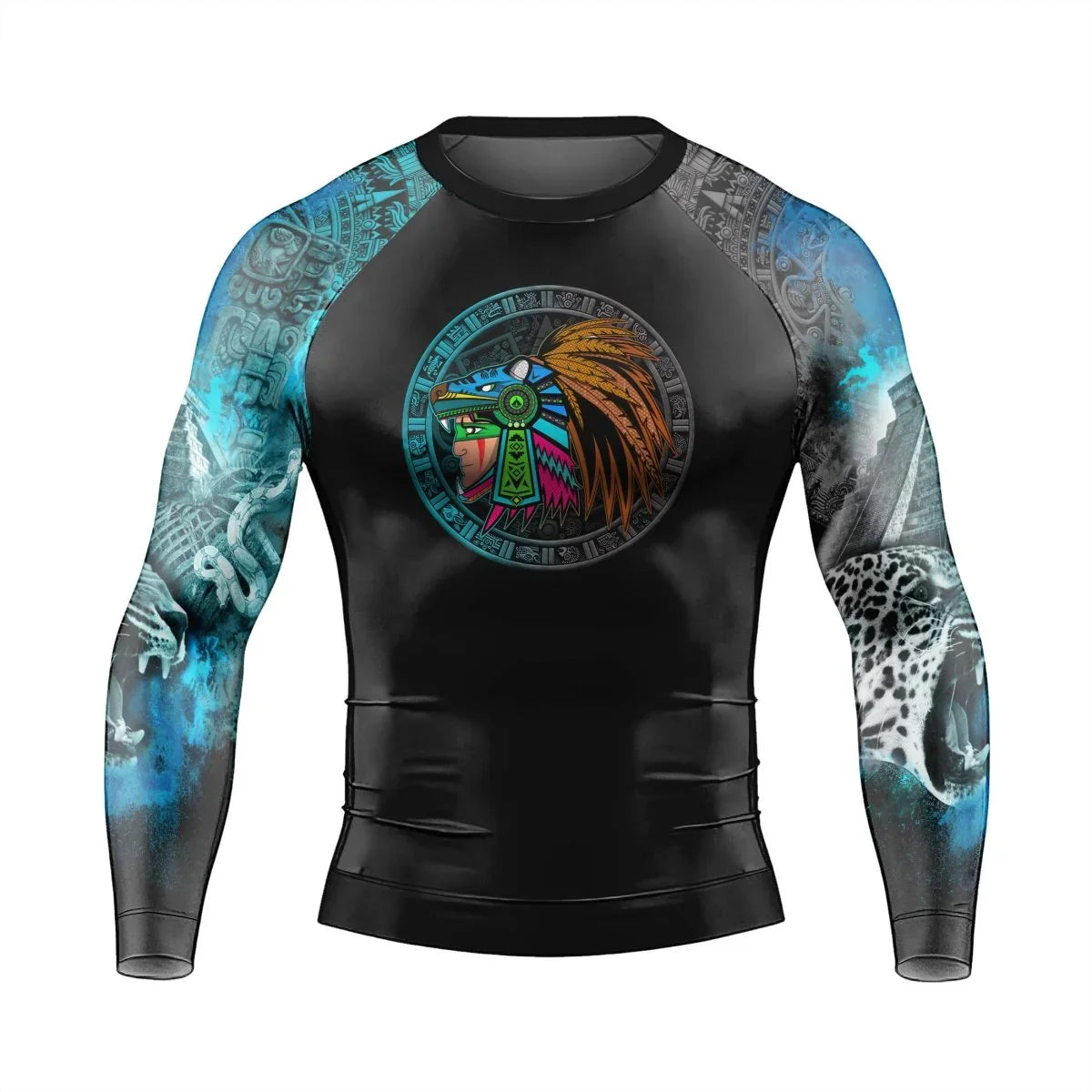 Aztec Jaguar Warrior Men's Long Sleeve Rash Guard | Aztec Fightwear