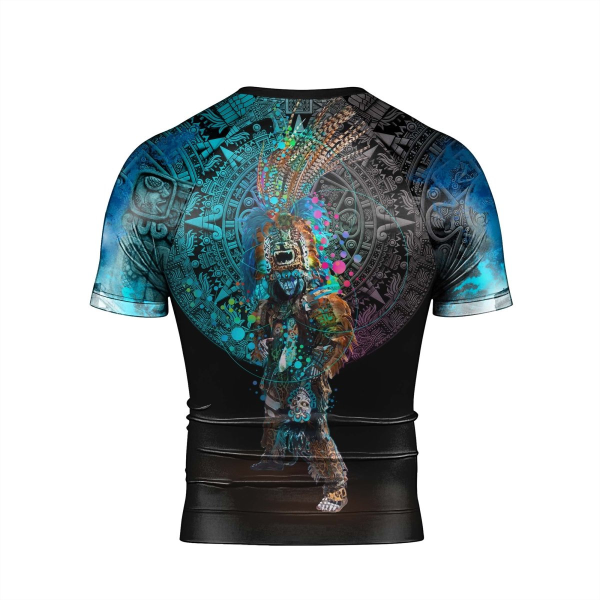 Aztec Jaguar Warrior Men's Short Sleeve Rash Guard - BattleFitGear