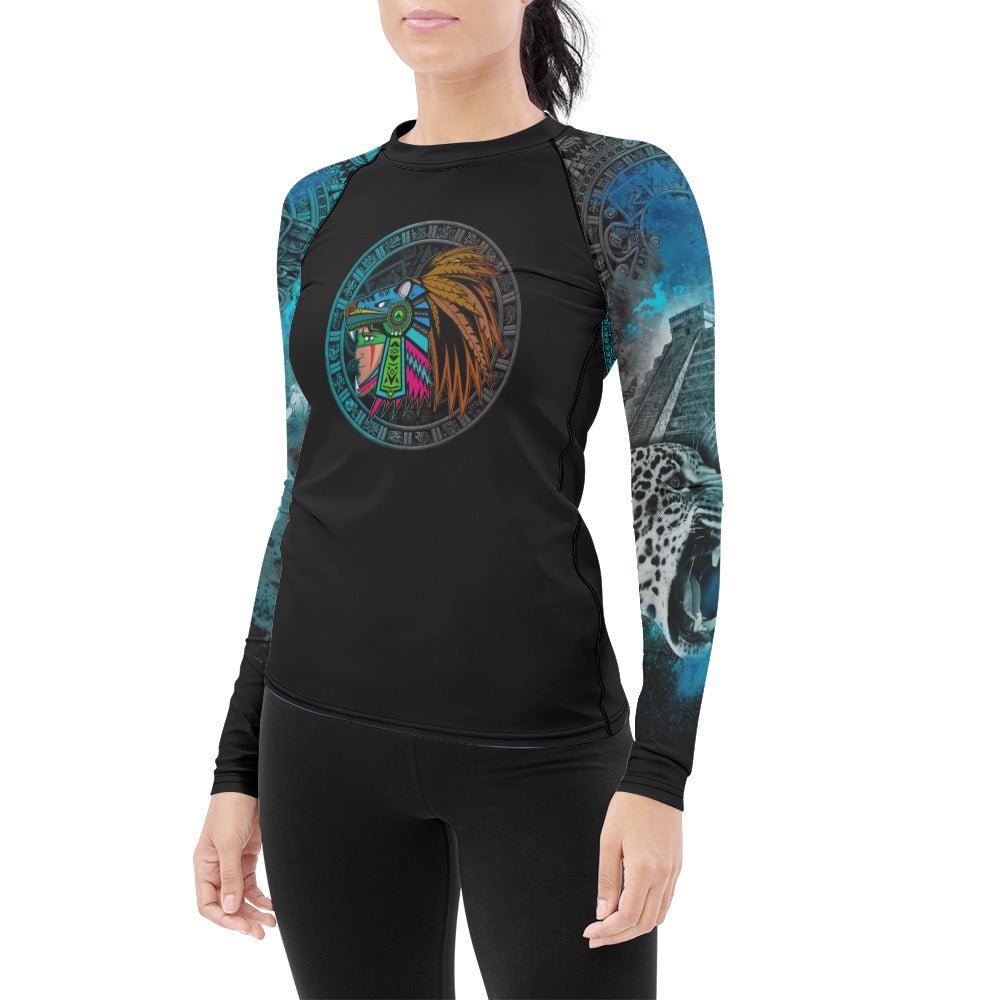 Aztec Jaguar Warrior Women's Long Sleeve Rash Guard - BattleFitGear