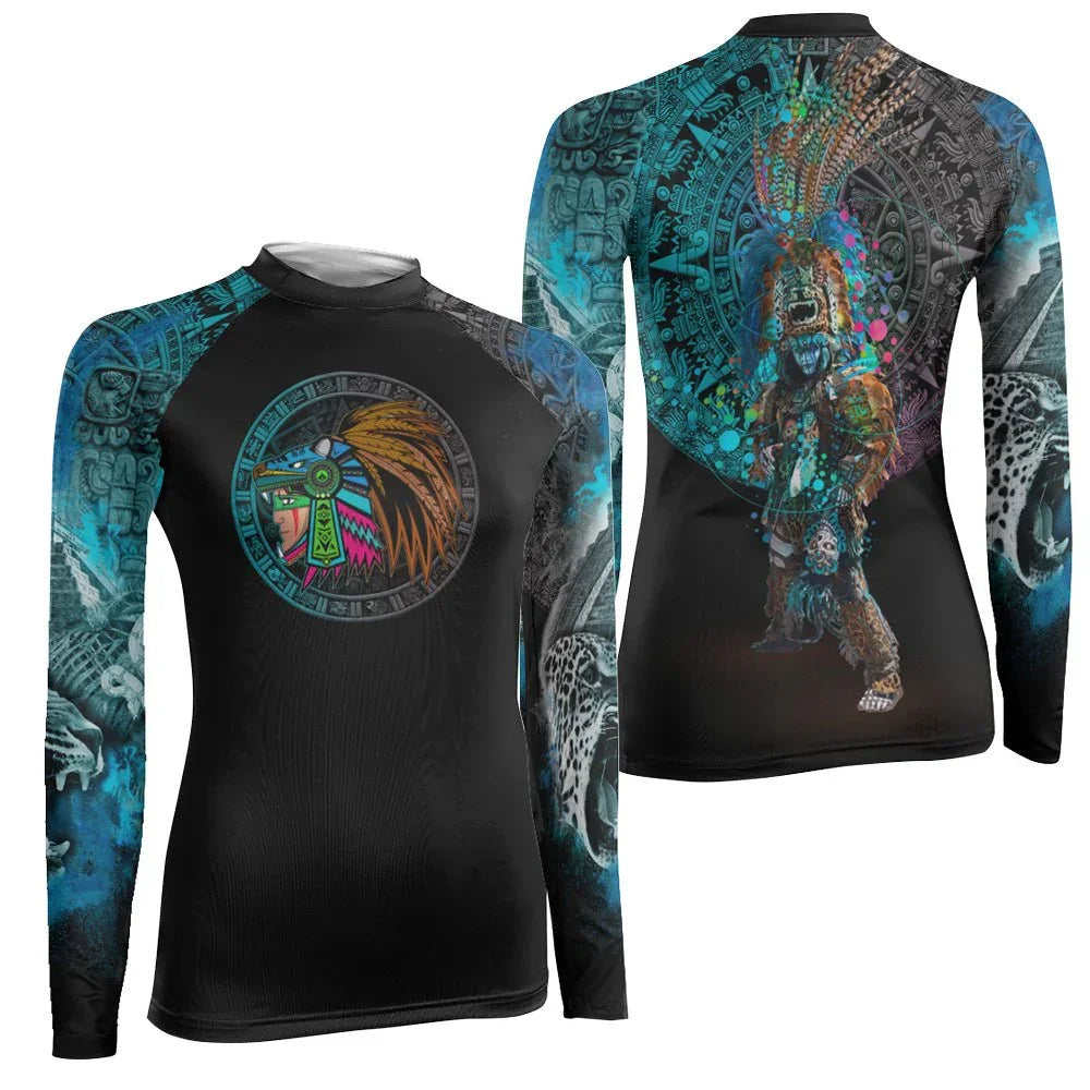 Aztec Jaguar Warrior Women's Long Sleeve Rash Guard