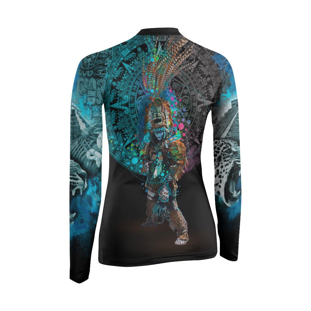 Aztec Jaguar Warrior Women's Long Sleeve Rash Guard - BattleFitGear