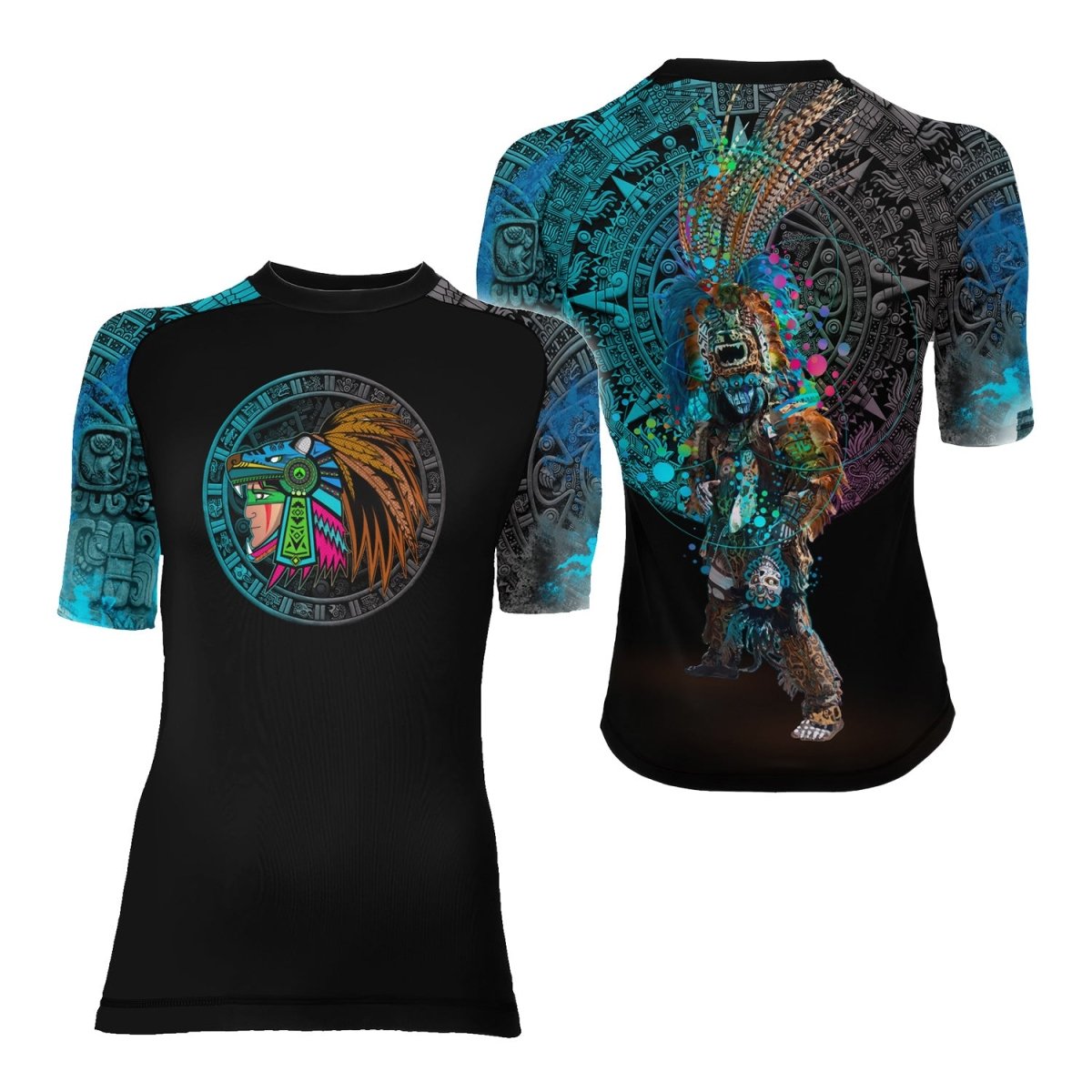 Aztec Jaguar Warrior Women's Short Sleeve Rash Guard - BattleFitGear