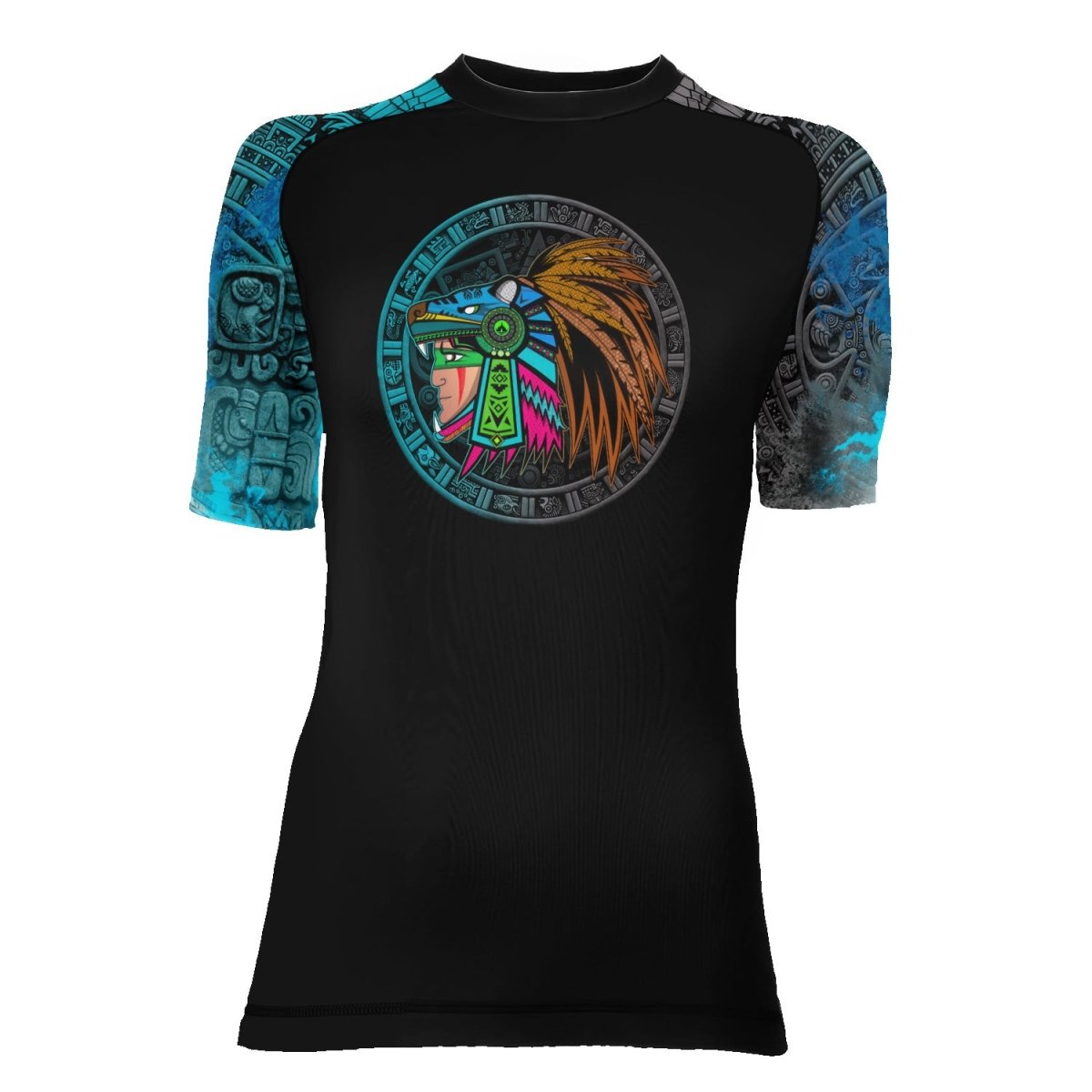 Aztec Jaguar Warrior Women's Short Sleeve Rash Guard - BattleFitGear