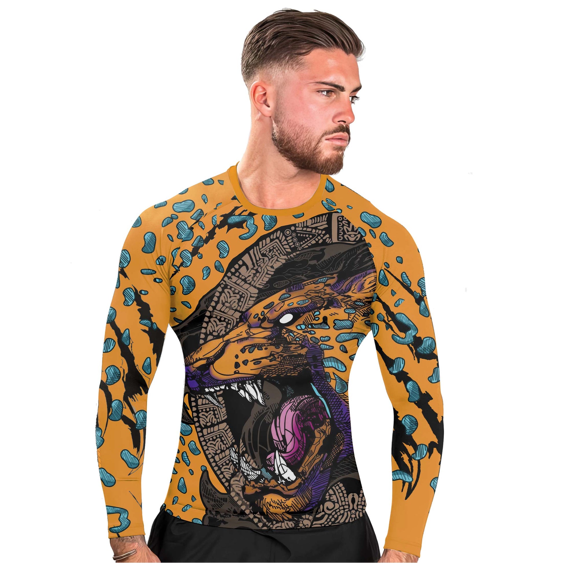 Aztec Jaguar Men's Long Sleeve Rash Guard
