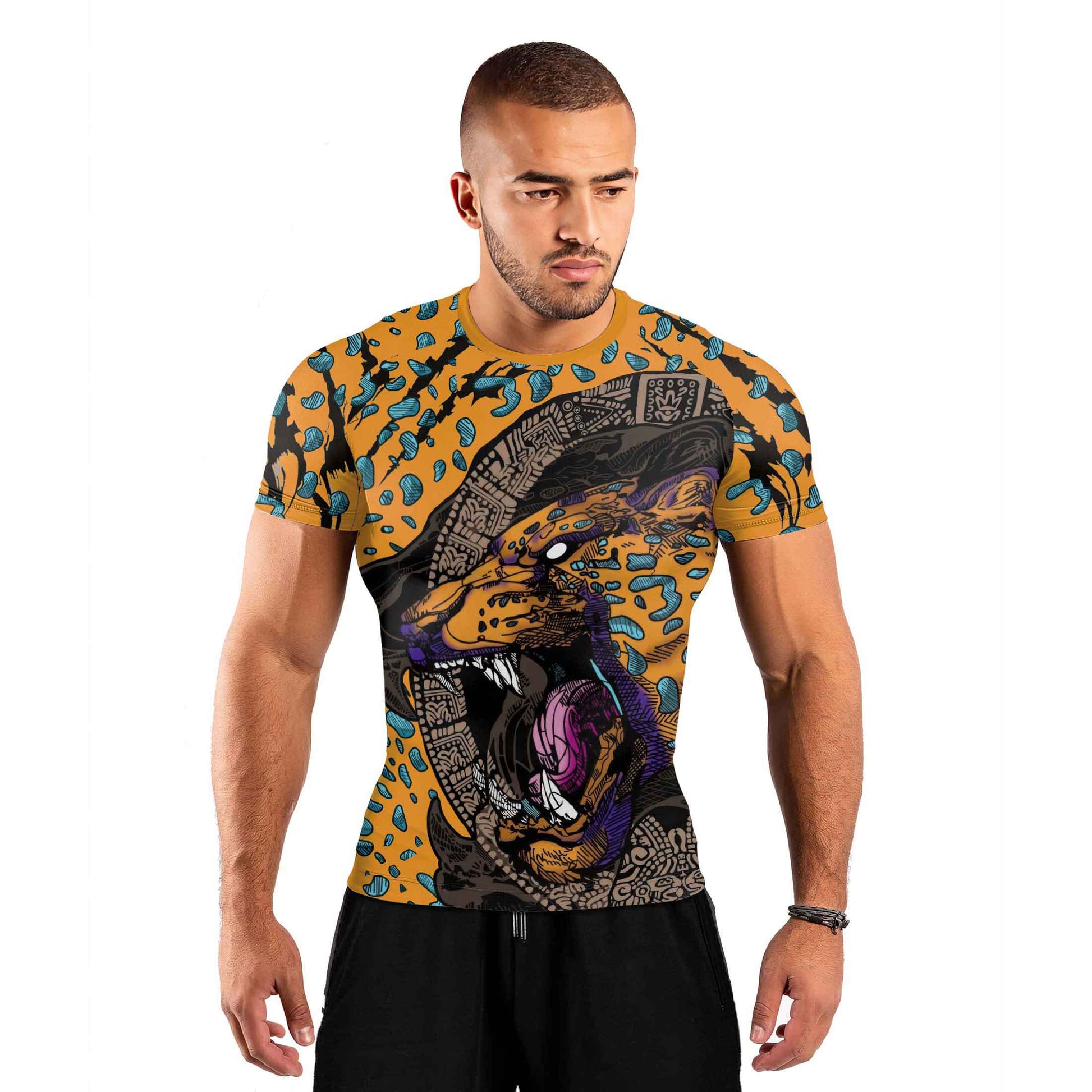 Aztec Jaguar Men's Short Sleeve Rash Guard