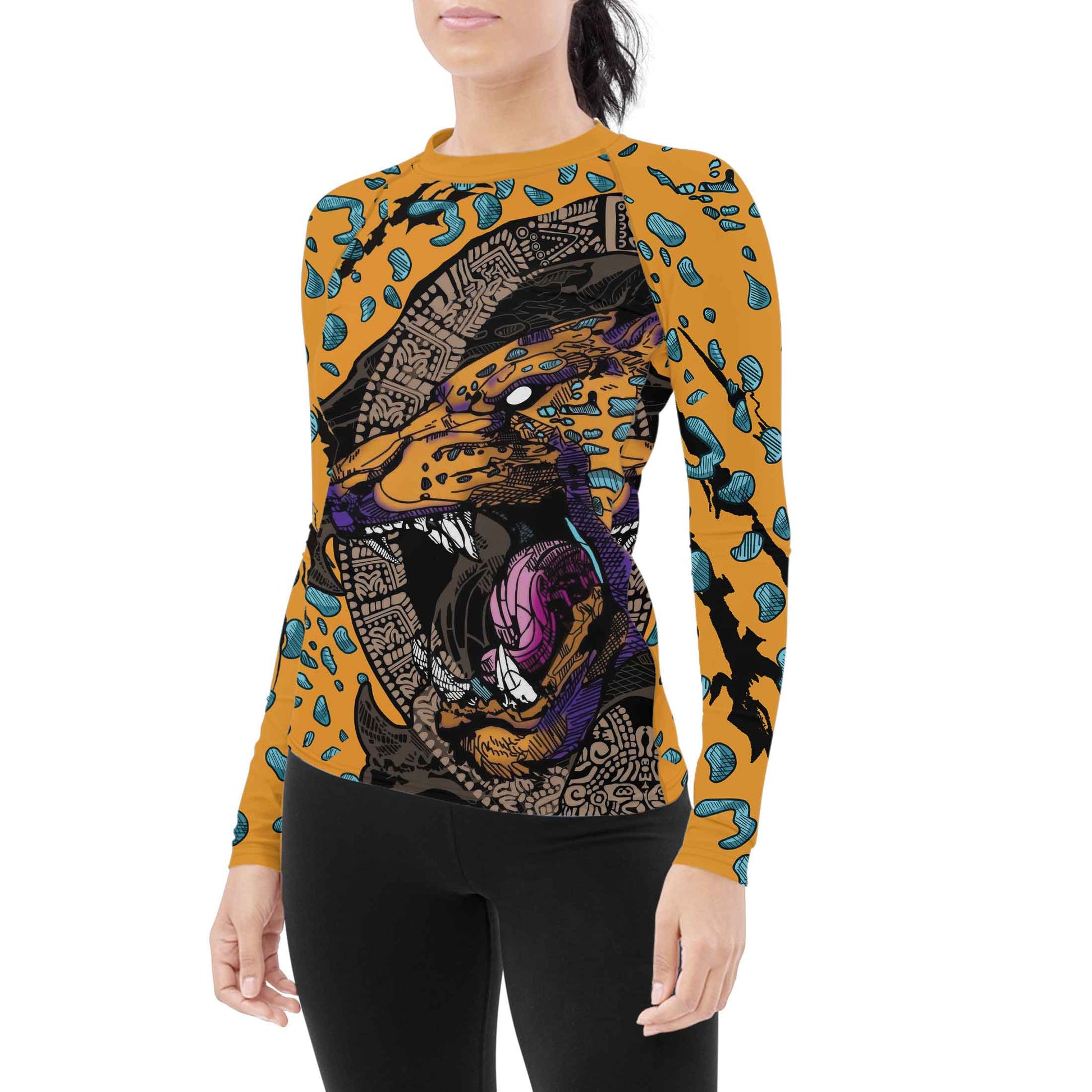 Aztec Jaguar Women's Long Sleeve Rash Guard