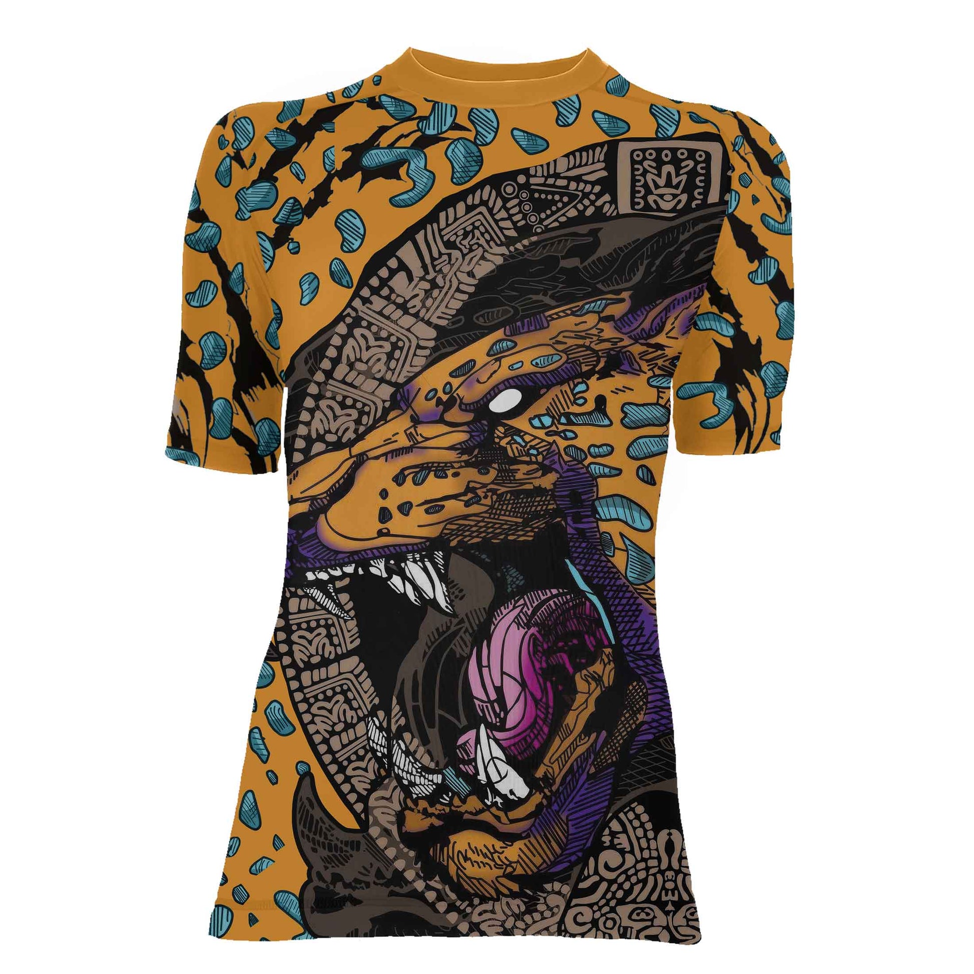 Aztec Jaguar Women's Short Sleeve Rash Guard