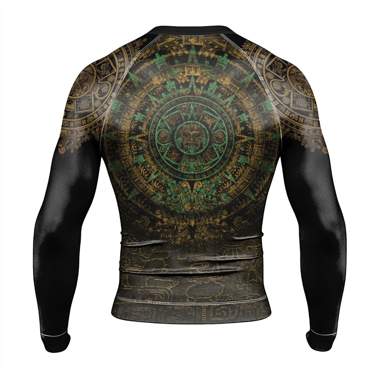 Aztec Jungle Warrior Mask Men's Long Sleeve Rash Guard - BattleFitGear