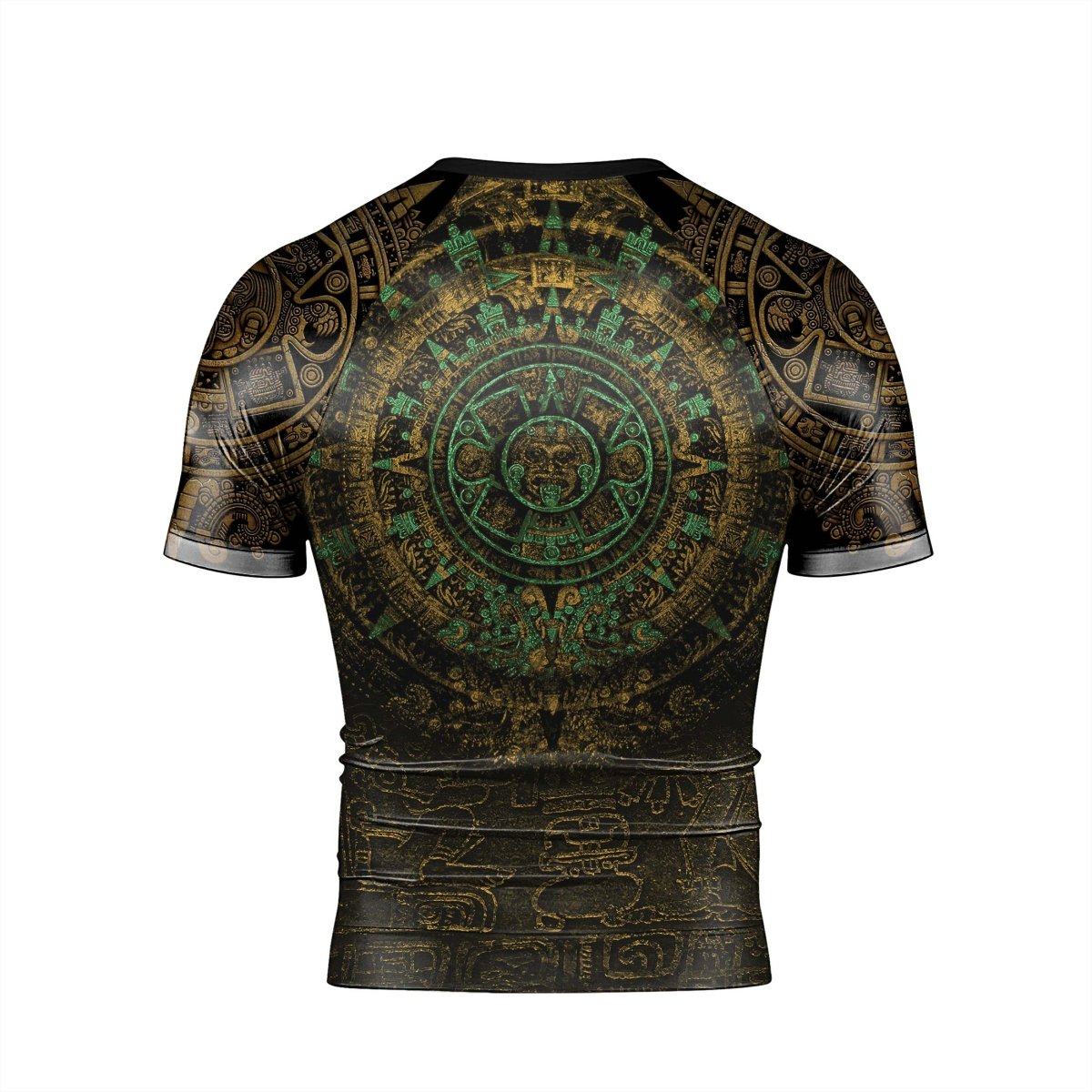 Aztec Jungle Warrior Mask Men's Short Sleeve Rash Guard - BattleFitGear