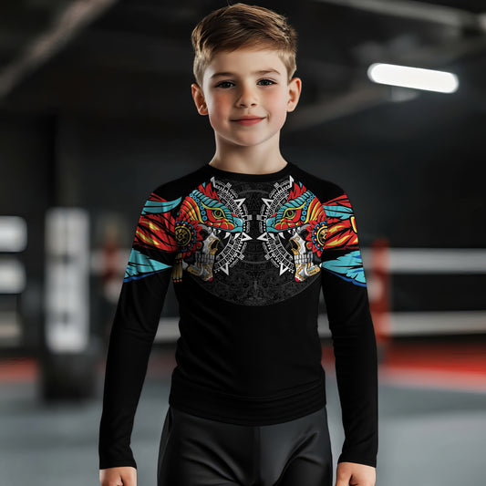 Aztec Serpent Warrior Kids Rash Guard