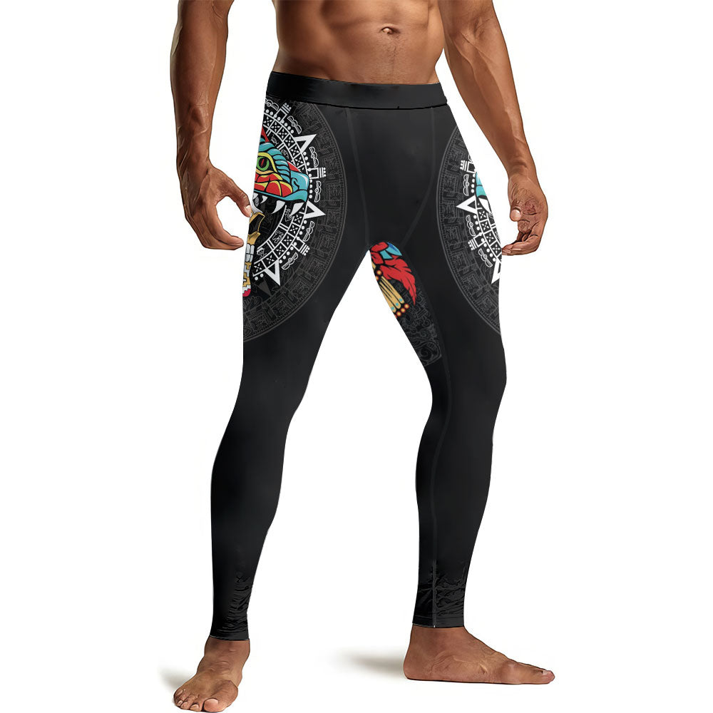 Aztec Serpent Warrior Men's Compression Leggings