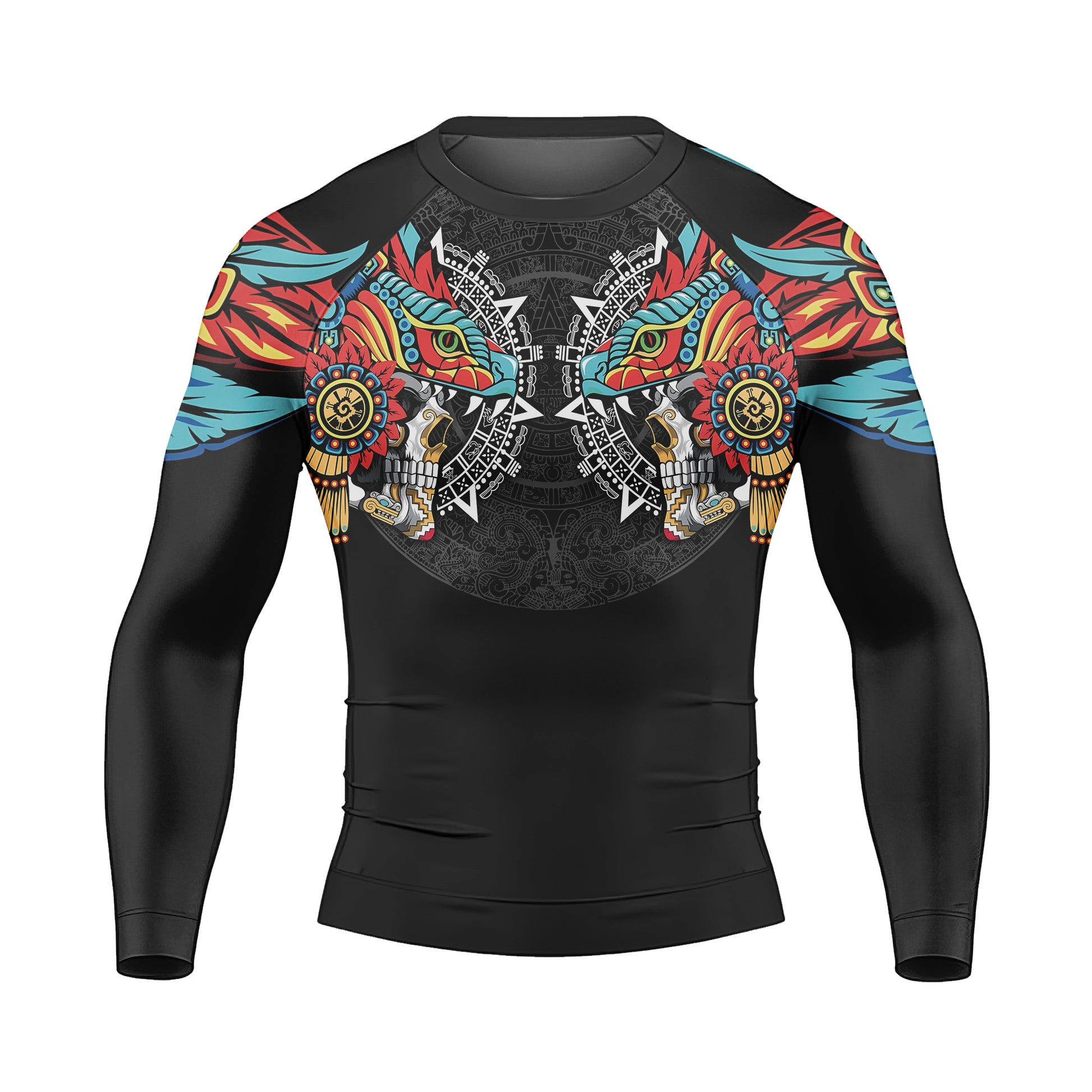 Aztec Serpent Warrior Men's Long Sleeve Rash Guard