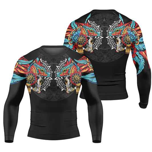 Aztec Serpent Warrior Men's Long Sleeve Rash Guard