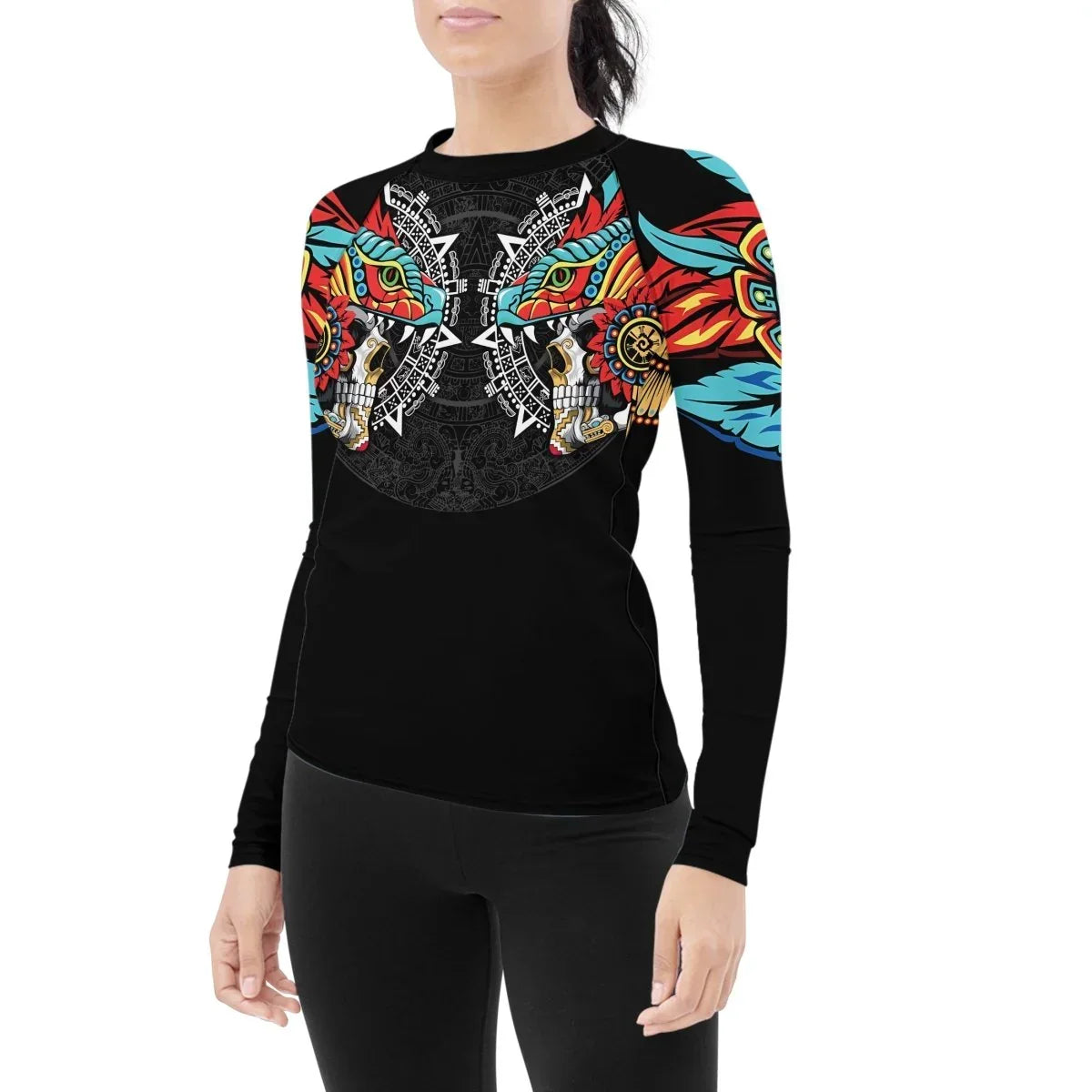 Aztech Snake Guard Aztec Serpent Warrior Women's Long Sleeve Rash Guard