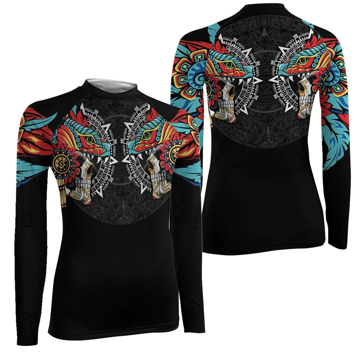Aztec Serpent Warrior Women's Long Sleeve Rash Guard
