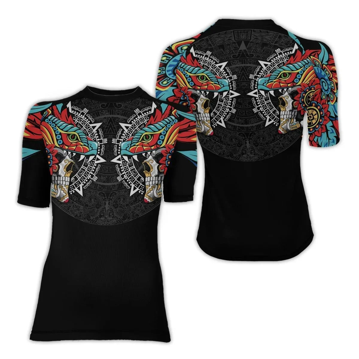 Aztec Serpent Warrior Women's Short Sleeve Rash Guard
