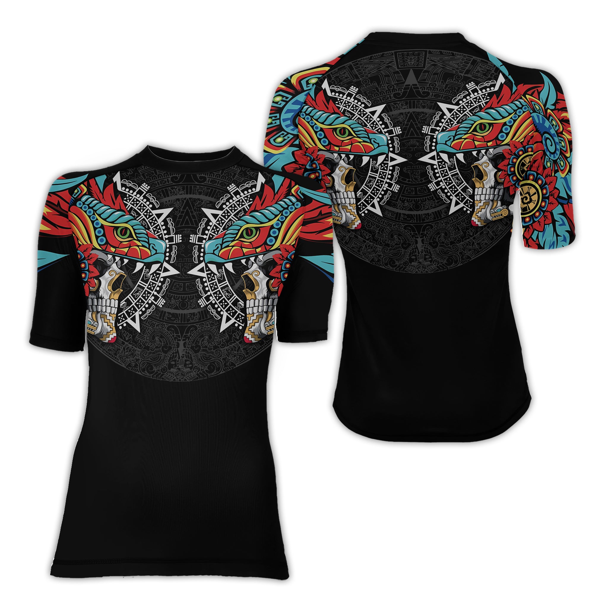 Aztec Serpent Warrior Women's Short Sleeve Rash Guard