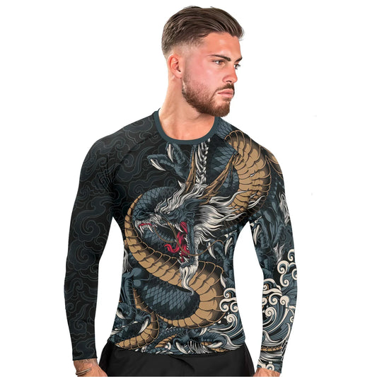 Azure Dragon Men's Long Sleeve Rash Guard