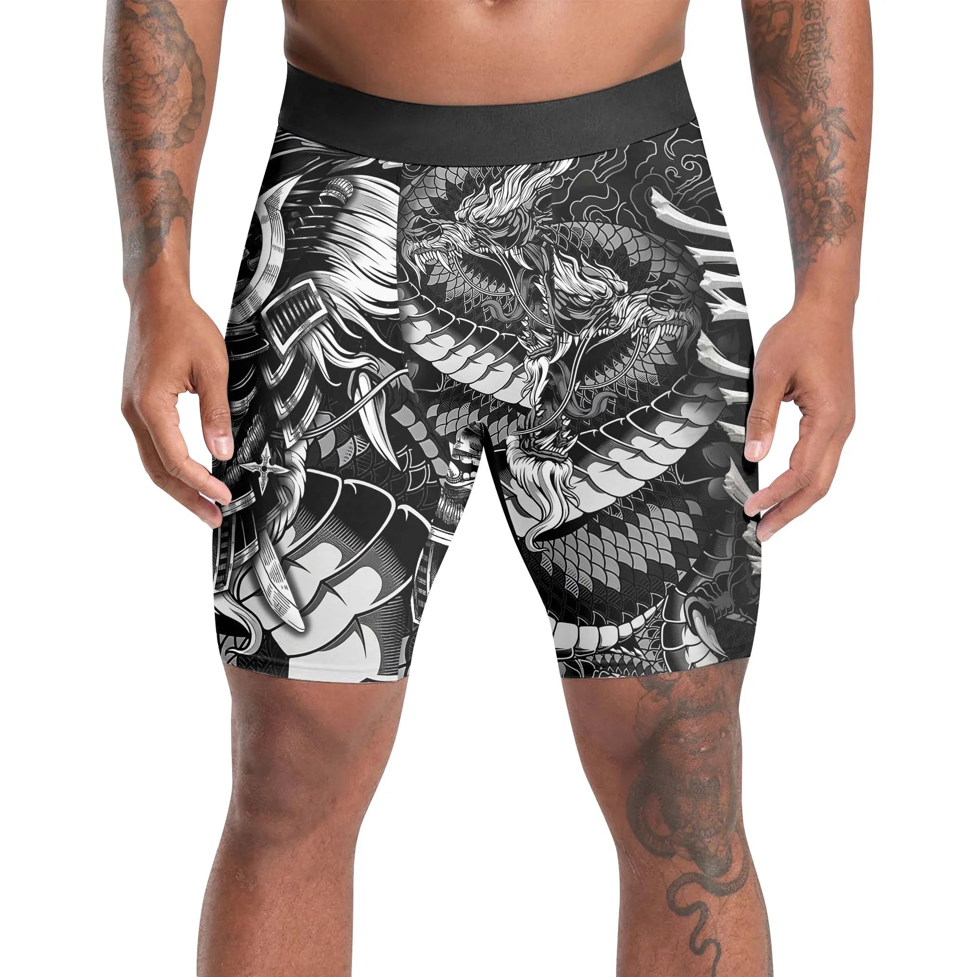 Black Dragon Samurai Compression Shorts