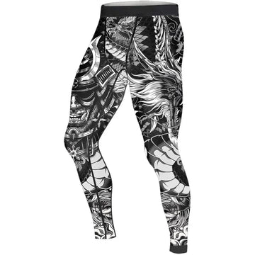 Black Dragon Samurai Men's Compression Leggings