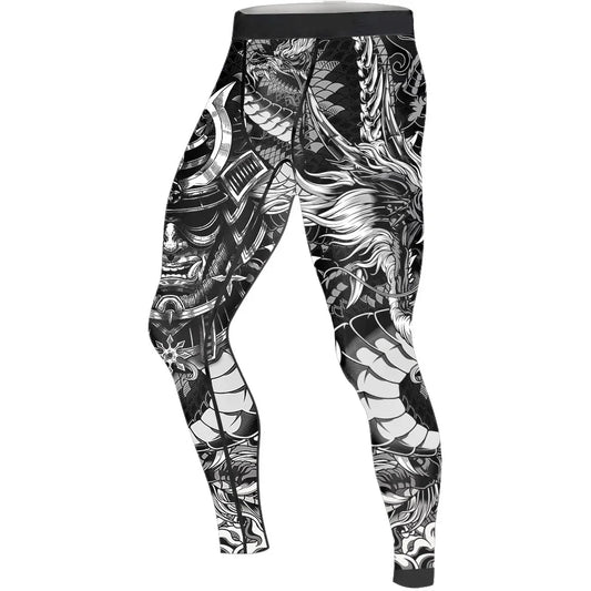 Black Dragon Samurai Men's Compression Leggings