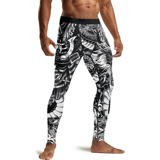 Black Dragon Samurai Men's Compression Leggings
