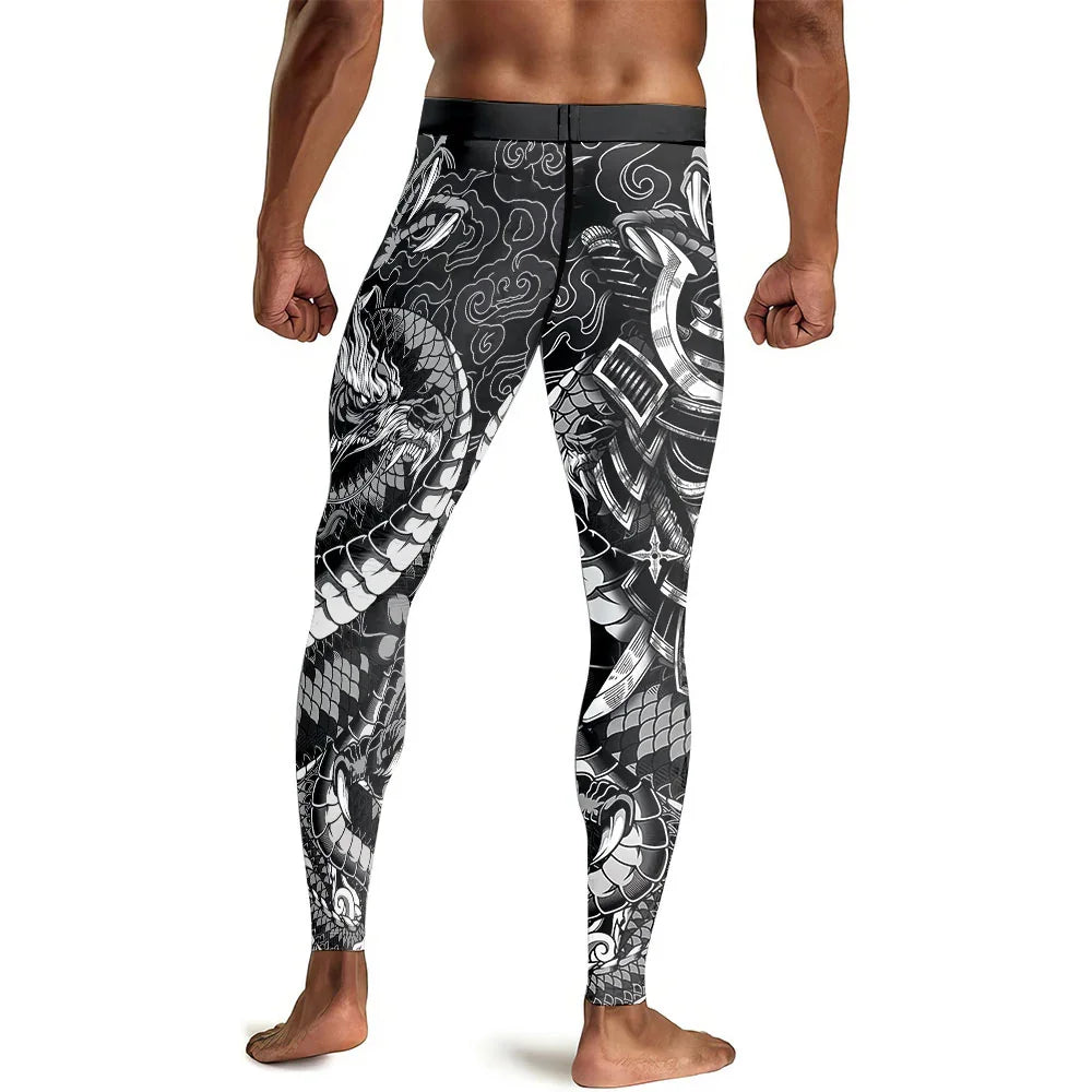 Black Dragon Samurai Men's Compression Leggings
