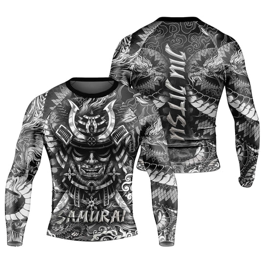 Black Dragon Samurai Men's Long Sleeve Rash Guard