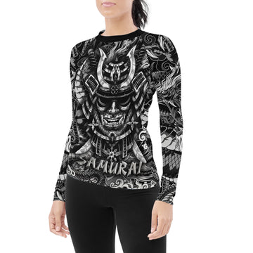 Black Dragon Samurai Women's Long Sleeve Rash Guard