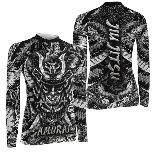 Black Dragon Samurai Women's Long Sleeve Rash Guard
