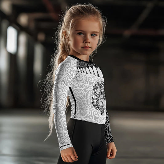 Black Scale Dragon Tattoo Kids Rash Guard