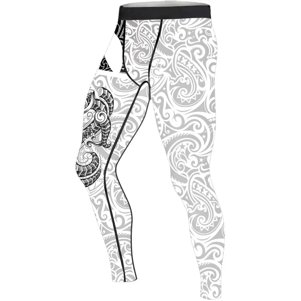 Black Scale Dragon Tattoo Men's Compression Leggings