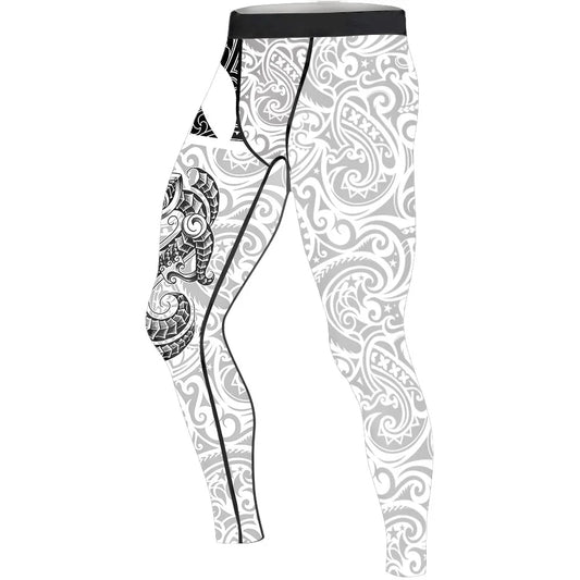 Black Scale Dragon Tattoo Men's Compression Leggings