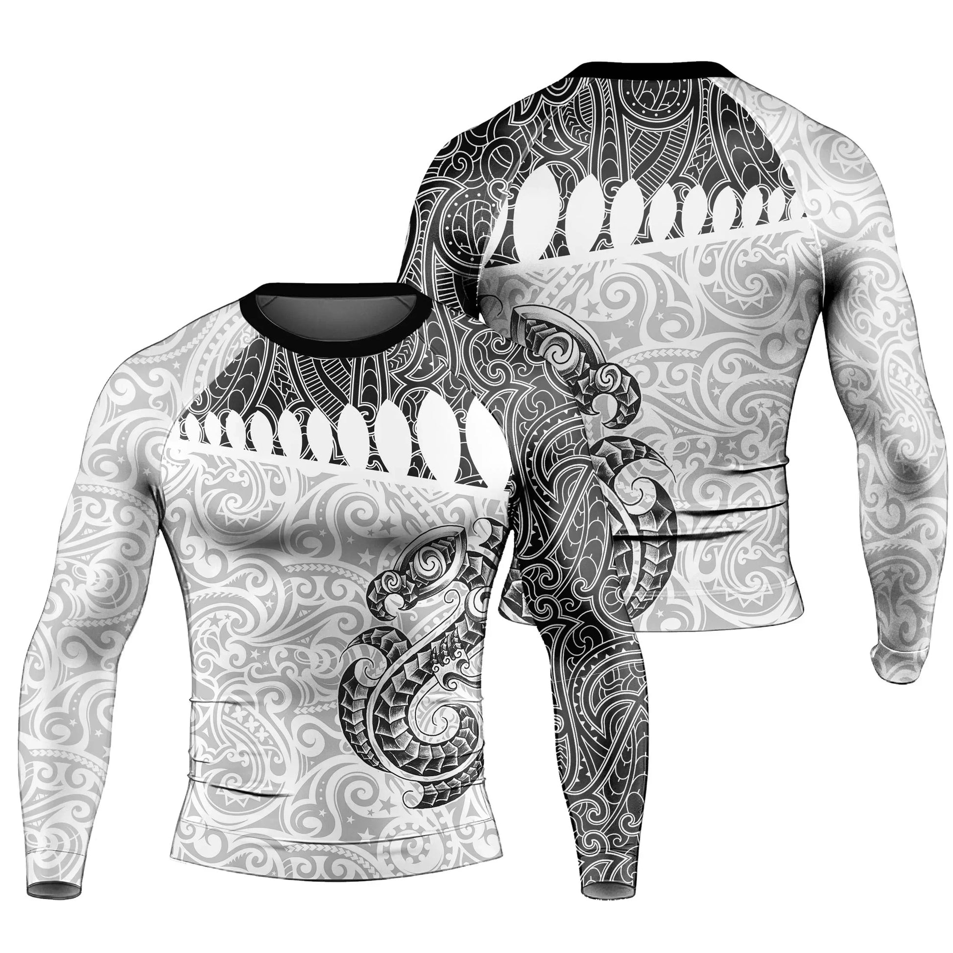Black Scale Dragon Tattoo Men's Long Sleeve Rash Guard