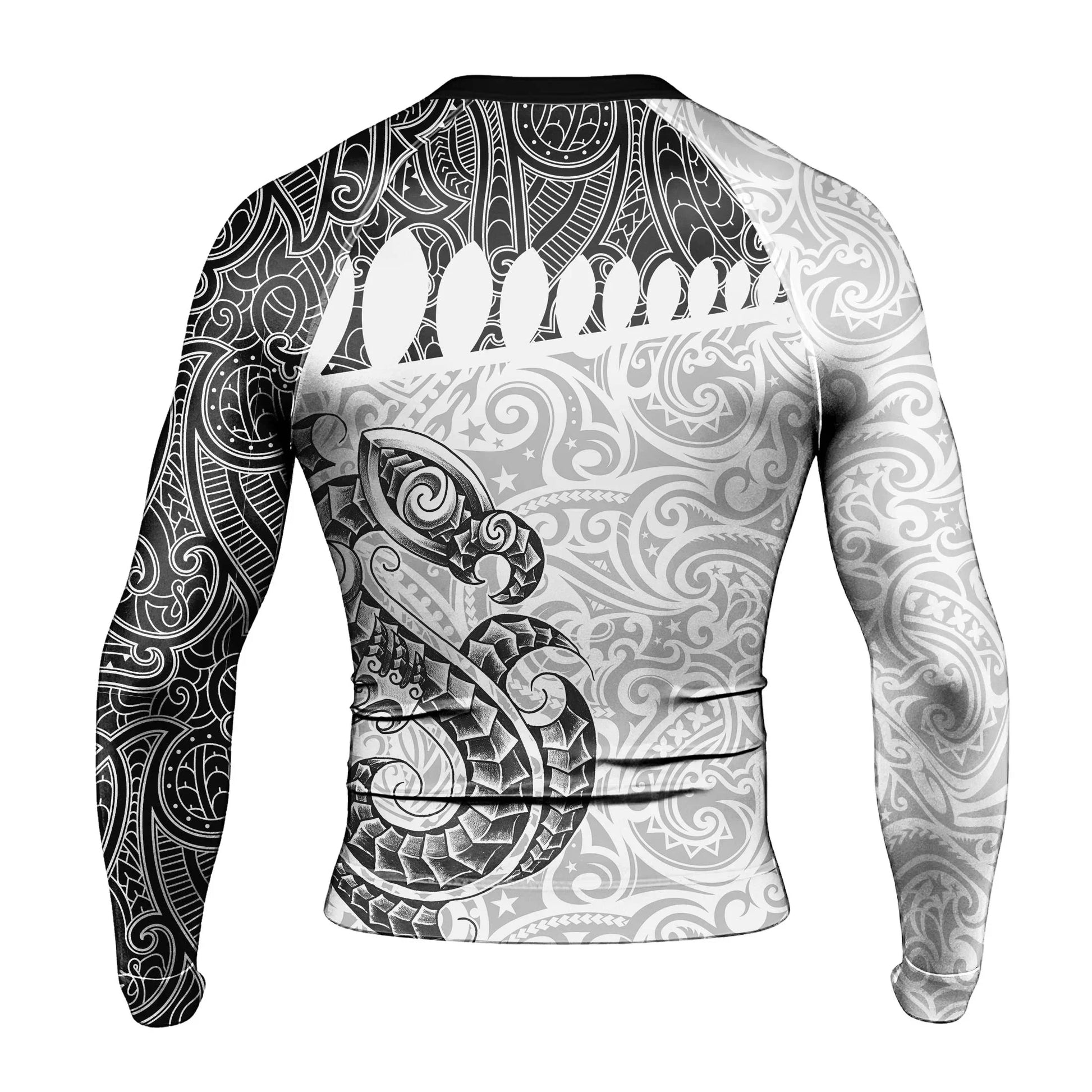 Black Scale Dragon Tattoo Men's Long Sleeve Rash Guard
