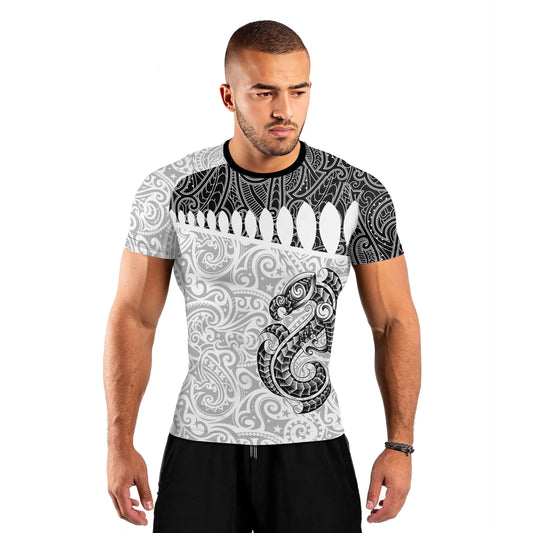 Black Scale Dragon Tattoo Men's Short Sleeve Rash Guard