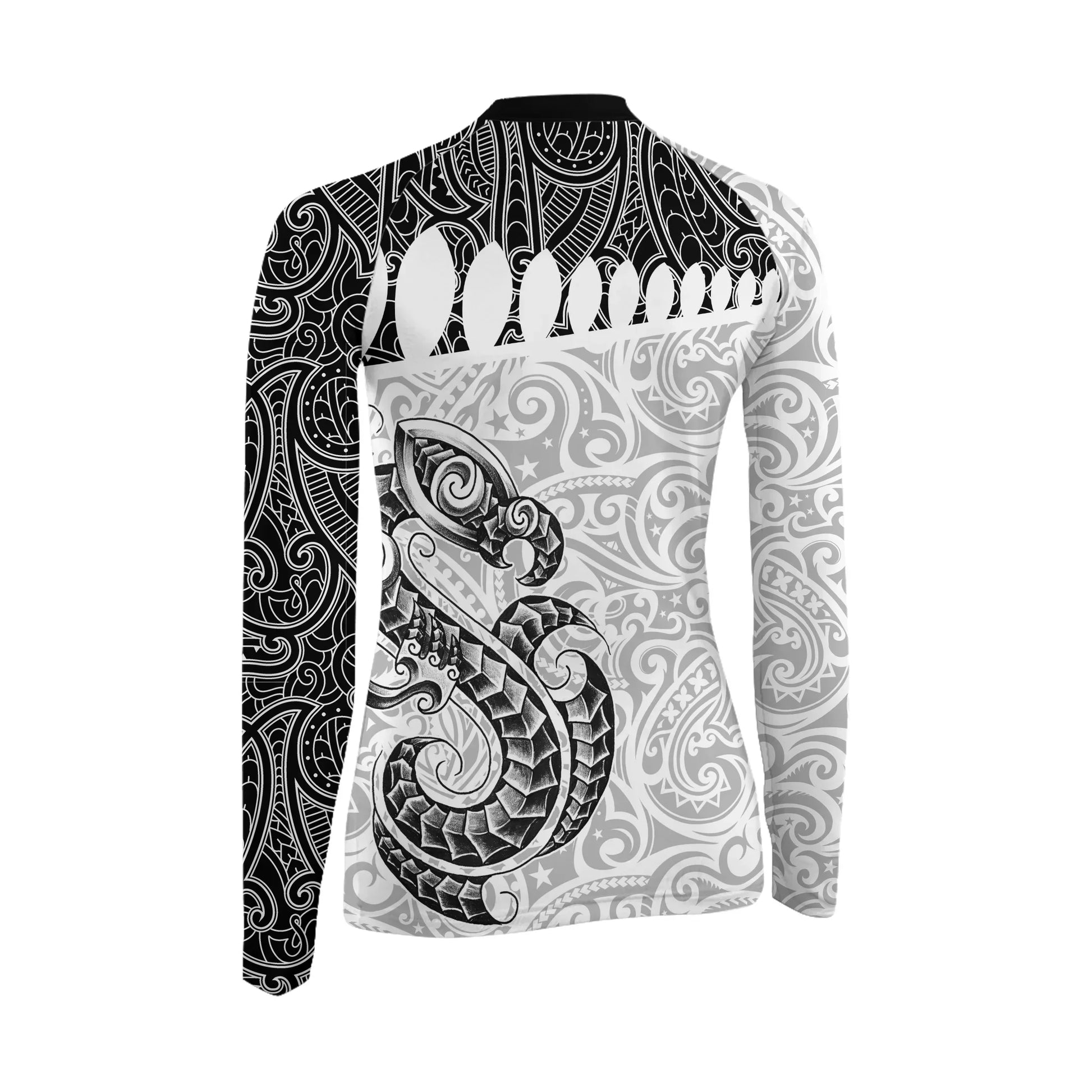 Black Scale Dragon Tattoo Women's Long Sleeve Rash Guard