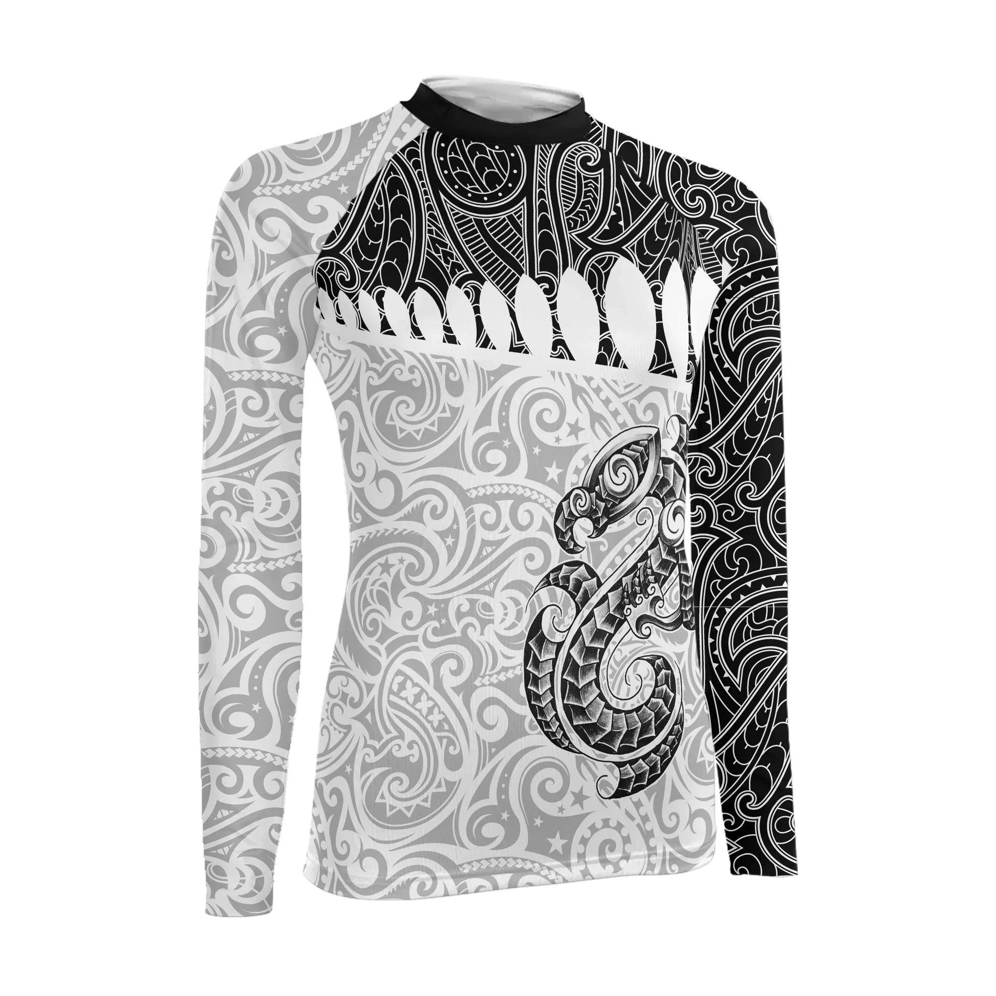 Black Scale Dragon Tattoo Women's Long Sleeve Rash Guard