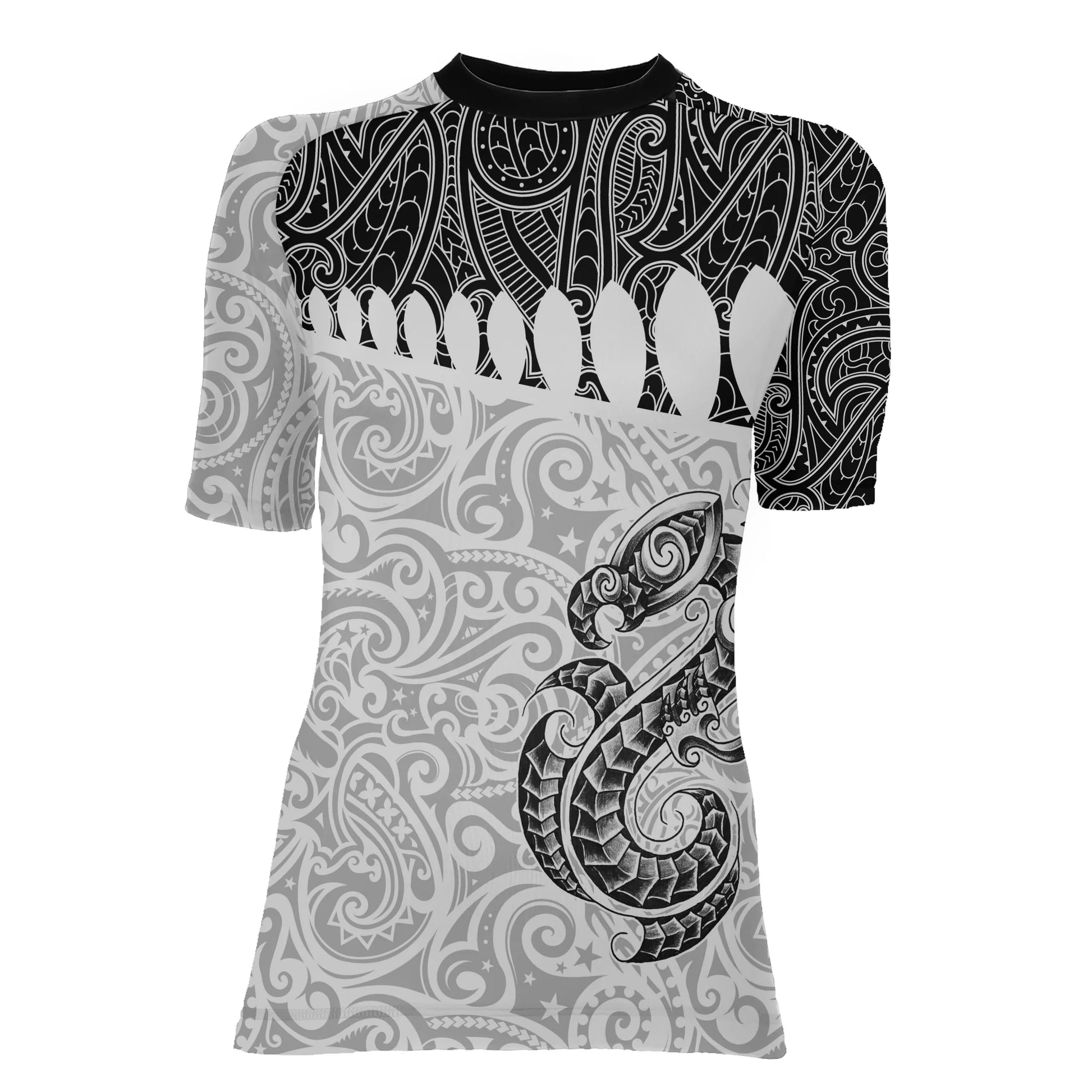 Black Scale Dragon Tattoo Women's Short Sleeve Rash Guard