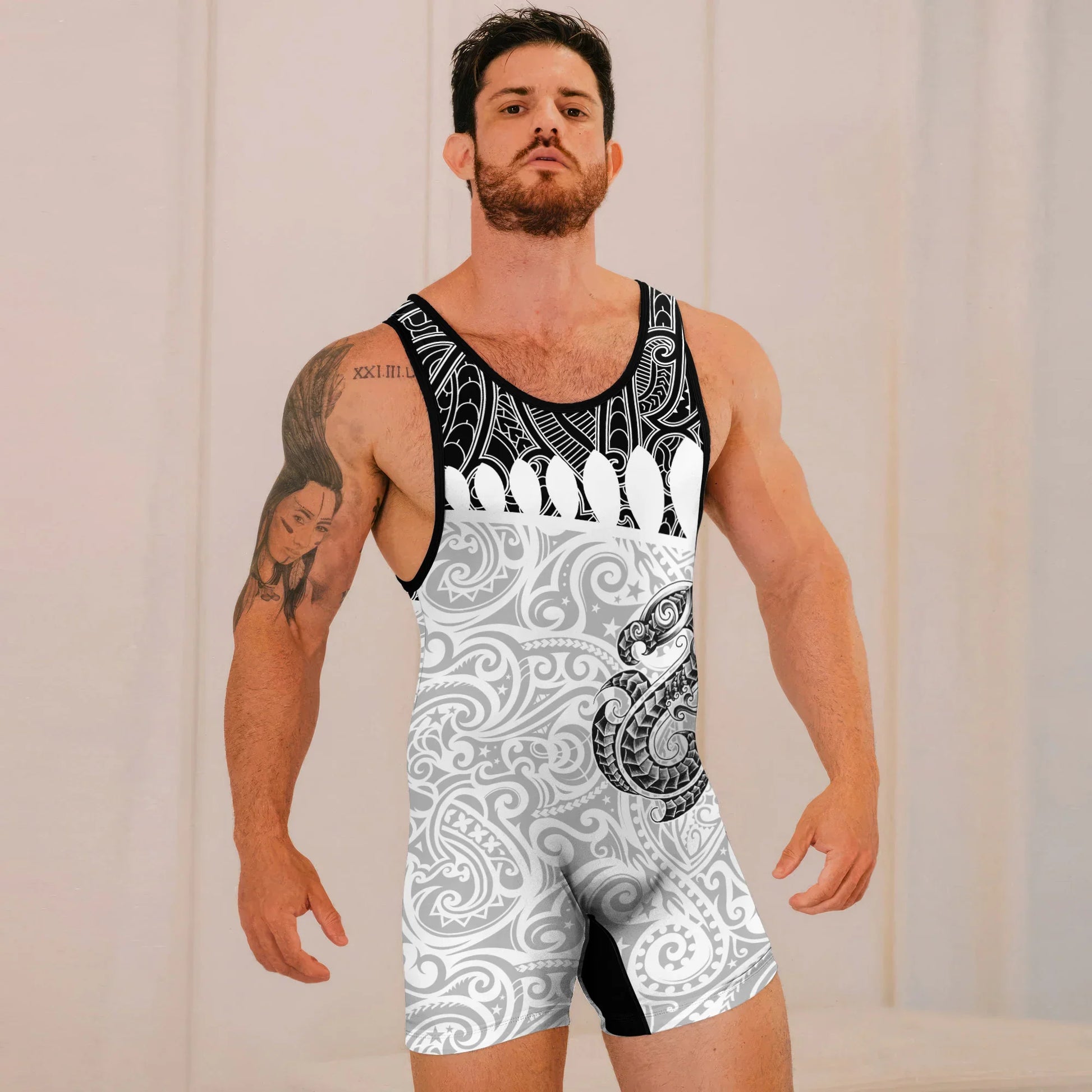 Black Scale Dragon Tattoo Wrestling Singlets