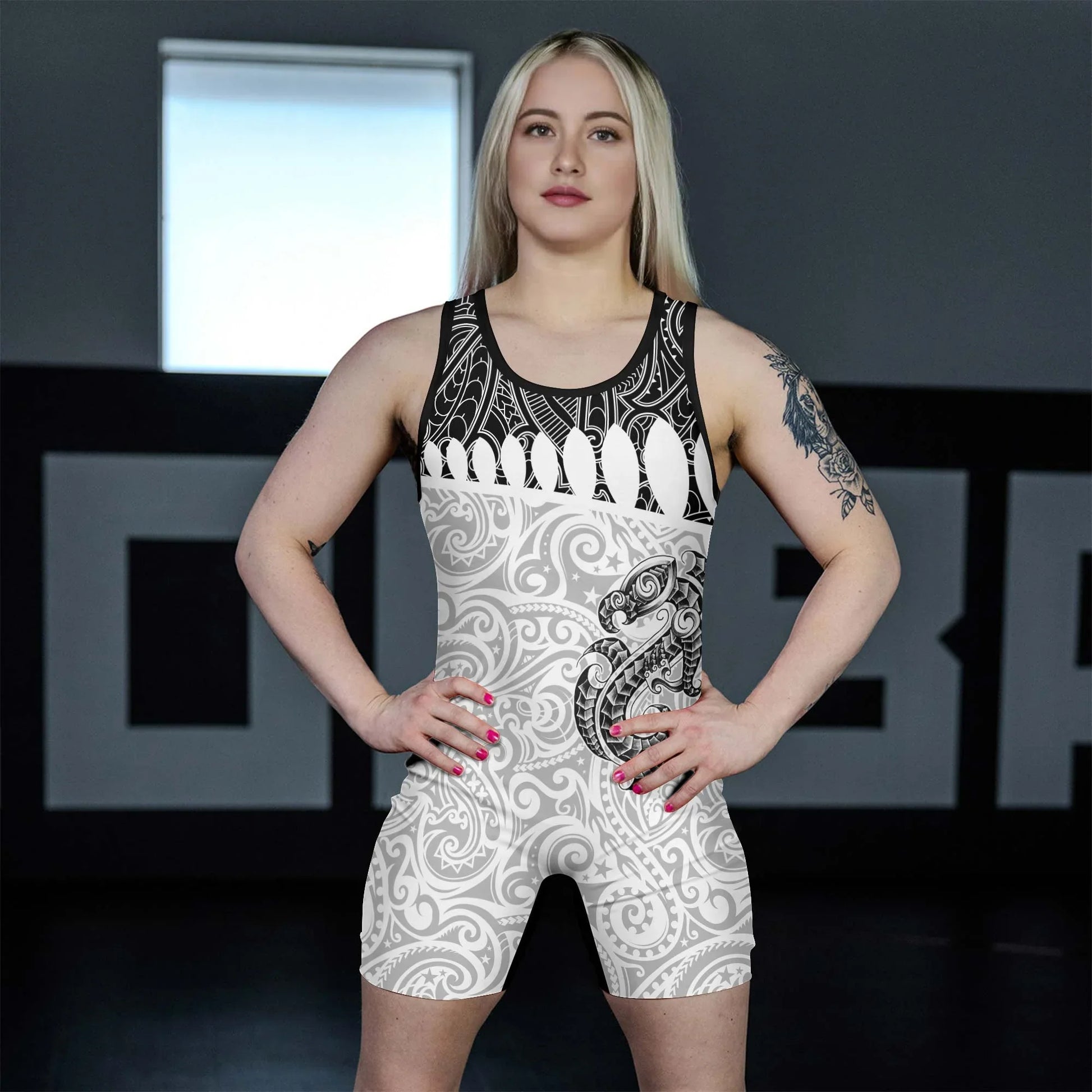 Black Scale Dragon Tattoo Wrestling Singlets