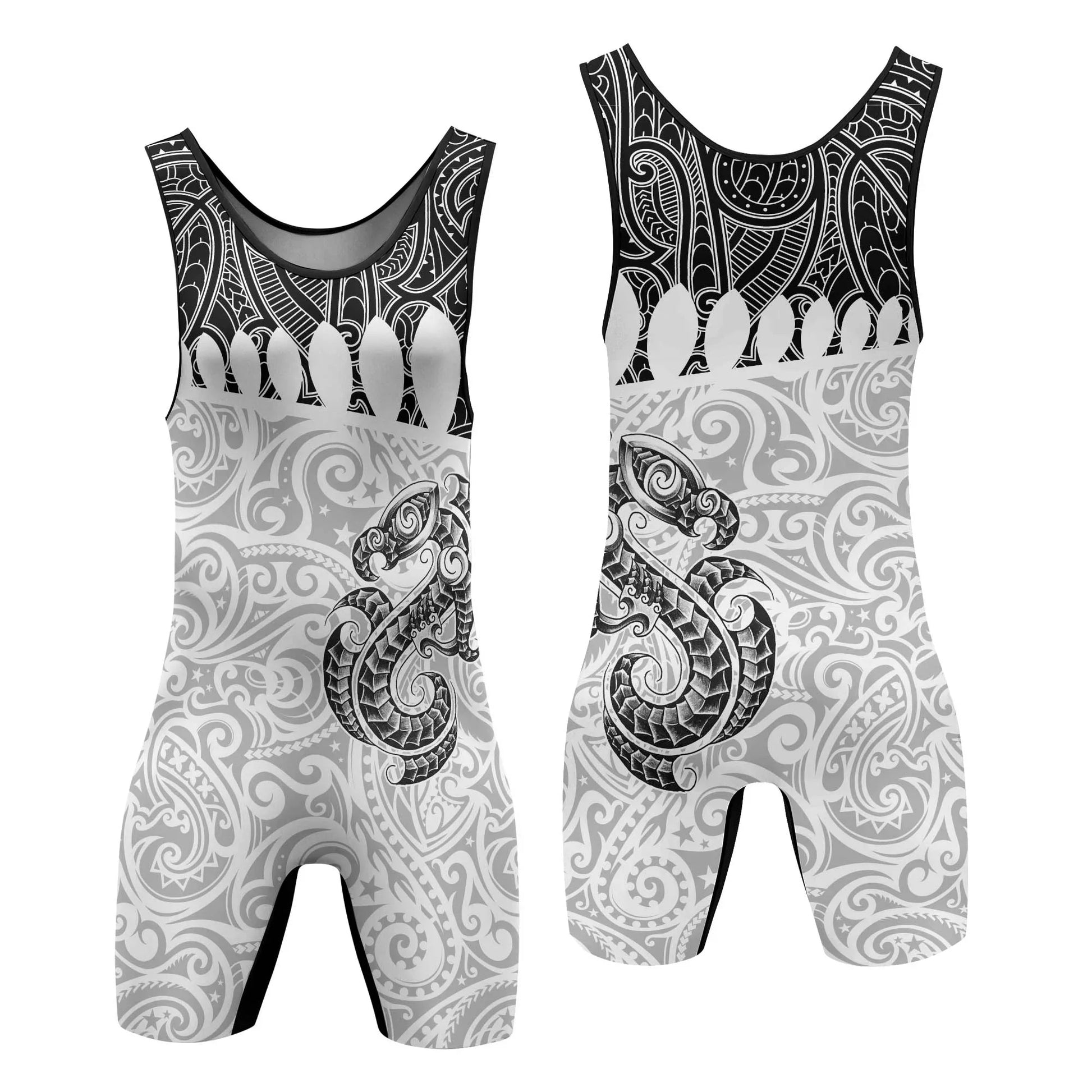 Black Scale Dragon Tattoo Wrestling Singlets