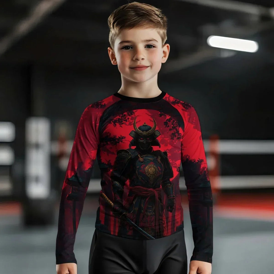 Blood Moon Samurai Kids Rash Guard | Athletic Wear