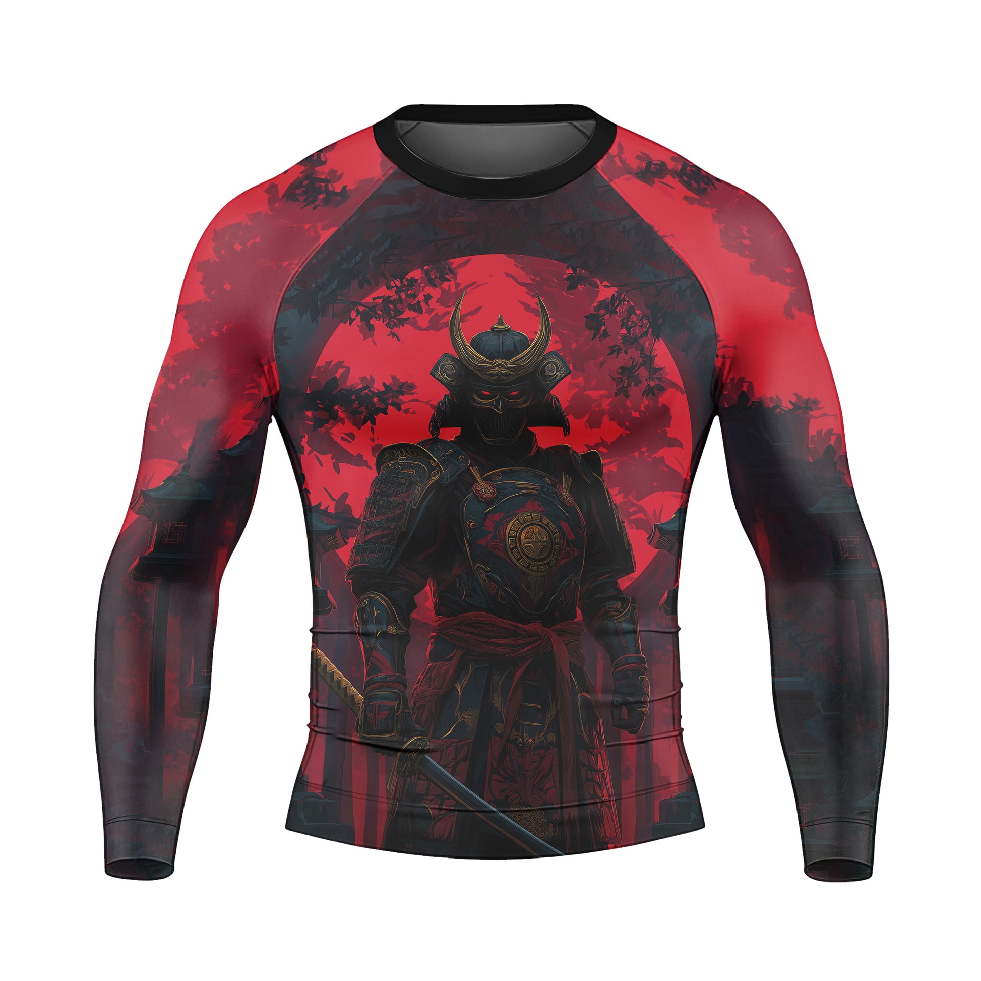Blood Moon Samurai Men's Long Sleeve Rash Guard