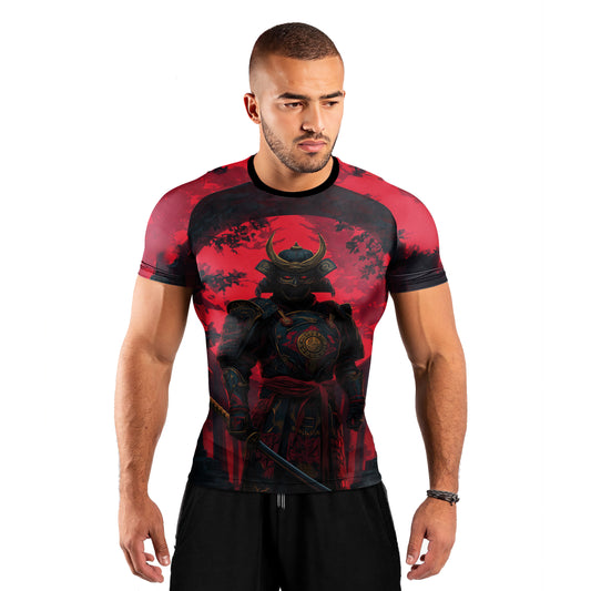 Blood Moon Samurai Men's Short Sleeve Rash Guard