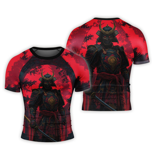 Blood Moon Samurai Men's Short Sleeve Rash Guard